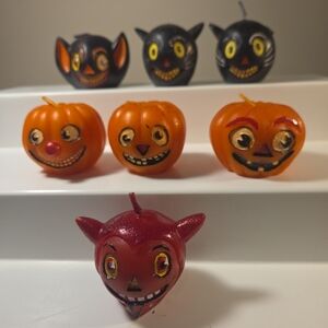 Lot Of 7 Halloween Candles  Bat Jack-o'-lantern  Devil